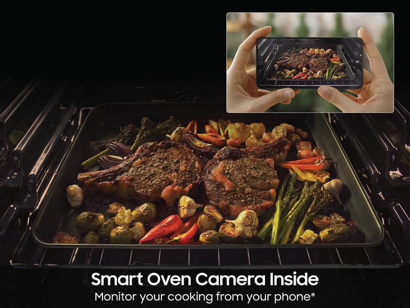 Bespoke Slide-in Electric Range Smart Oven Camera, Illuminated Precision Knobs 6.3 cu.ft. - White Glass